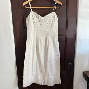 Y2K Vintage EXPRESS | Creamy White Cotton Eyelet Sundress Midi Dress | Size 7/8